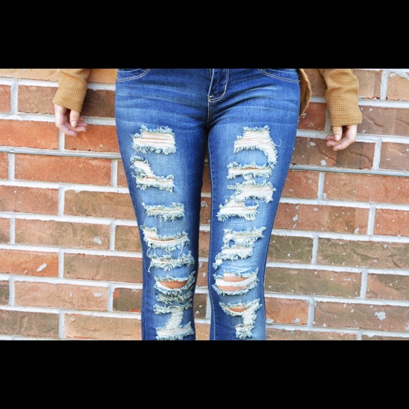 Boutique Rugged & Torn Dark Wash Denim - Picture 3 of 3